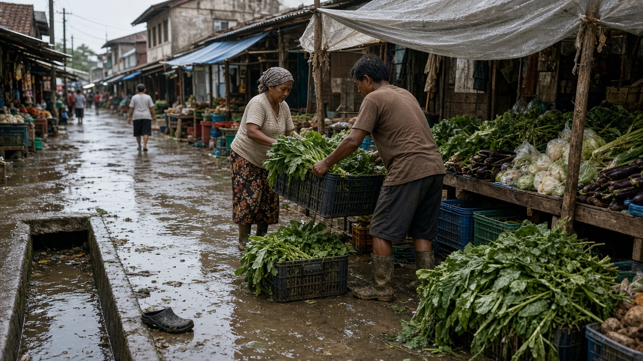 Saluran Pasar Ngabang Dibersihkan Agar Genangan Tak Masuk Kios